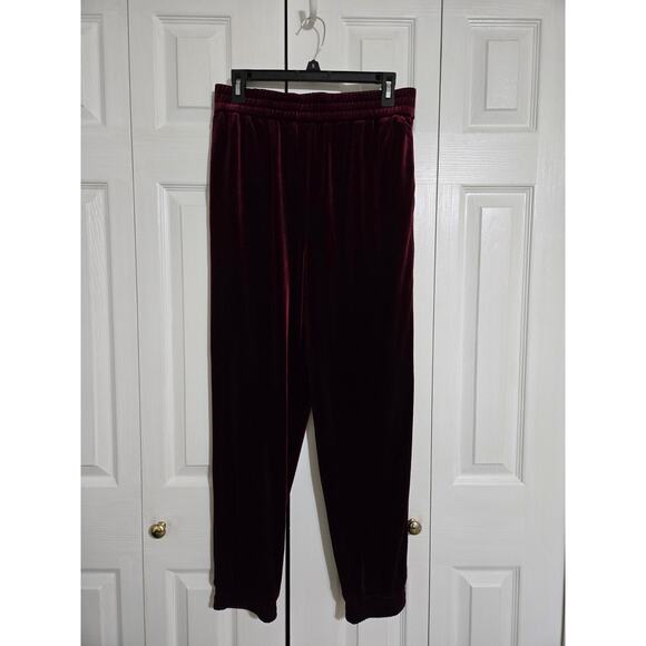 Skies are blue medium women's maroon wine velvet joggers new with tags - Picture 1 of 10